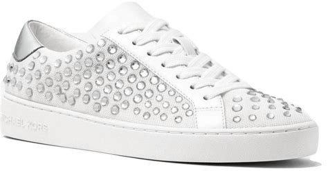 Michael Michael Kors Irving Embellished Mesh Sneakers Optic 